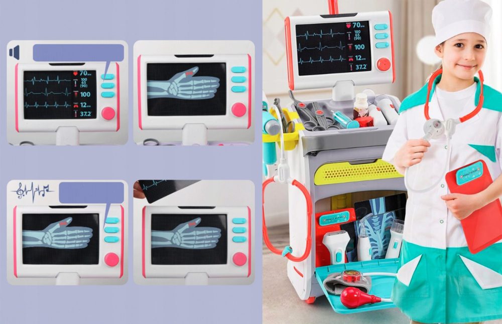Set de joaca doctor, carucior portabil, cu sunete, include radiografii si accesorii medicale, MalPlay - imagine 2