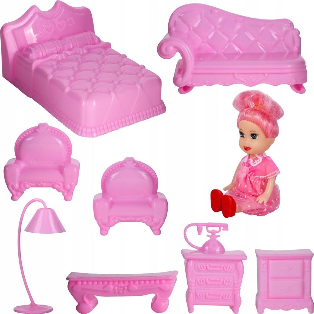 Casa de papusi mini, din plastic cu mobilier, MalPlay - imagine 2