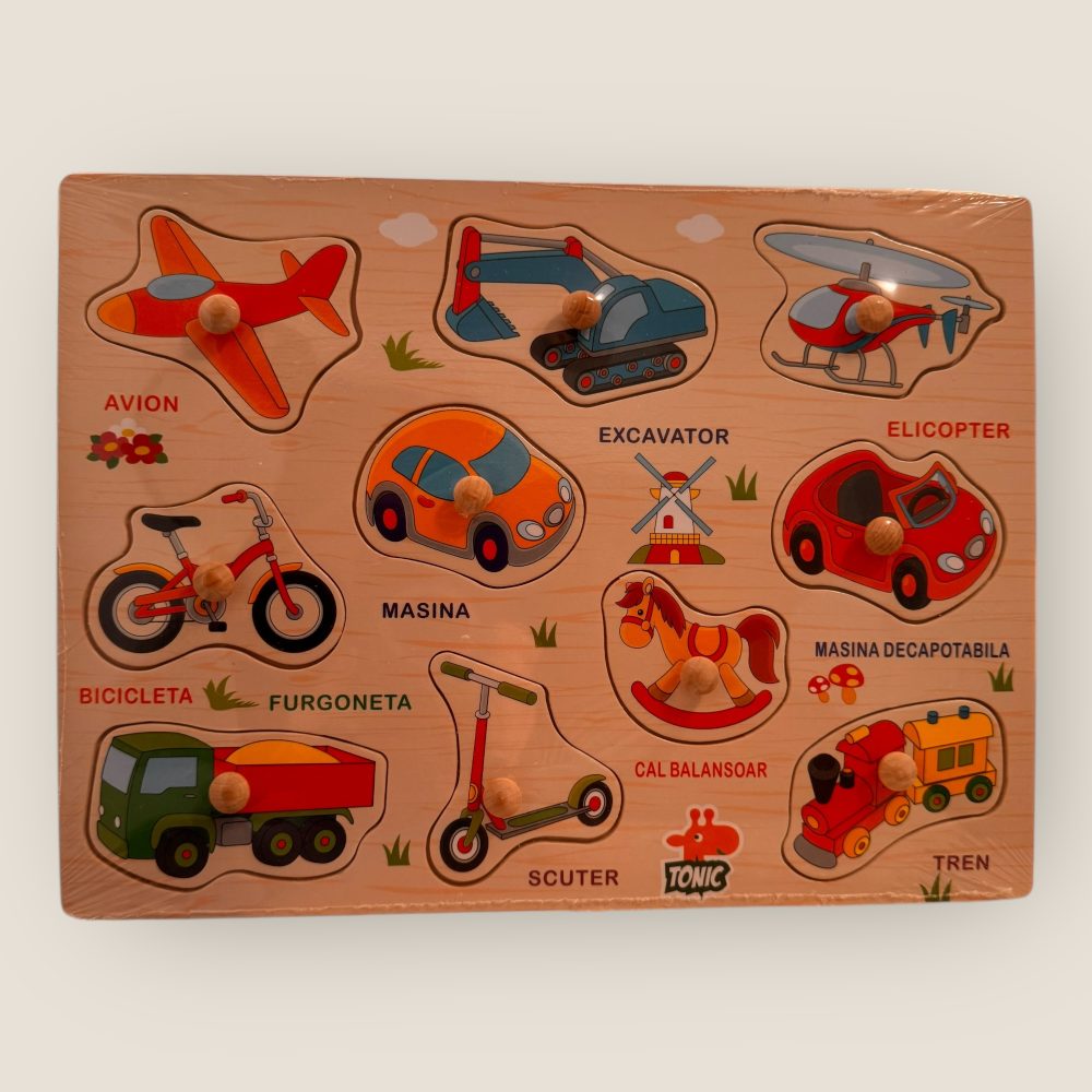 Puzzle incastru din lemn cu denumire in limba romana - diverse modele - imagine 4