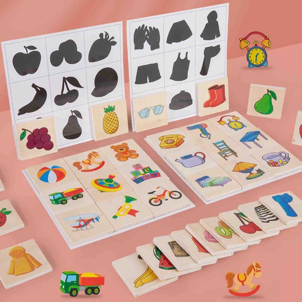Jocul Umbrelor Puzzle de asociere educativ din lemn Shadow Paired - imagine 2