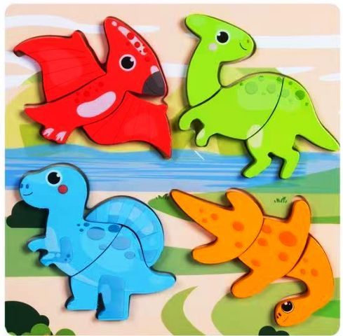 Placa cu 4 baby puzzle din lemn masiv - imagine 4