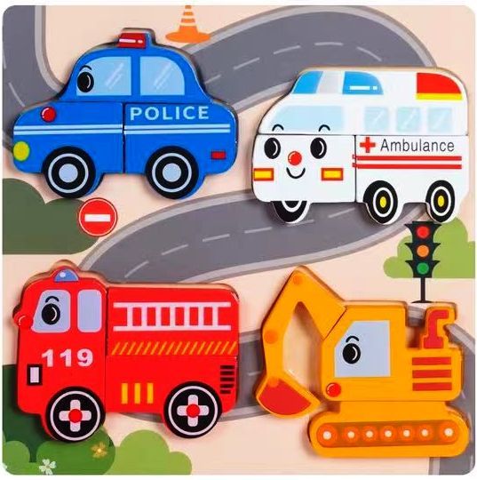 Placa cu 4 baby puzzle din lemn masiv - imagine 6