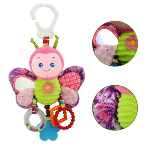 Jucărie senzorială si auditiva din material textil in forma de fluture