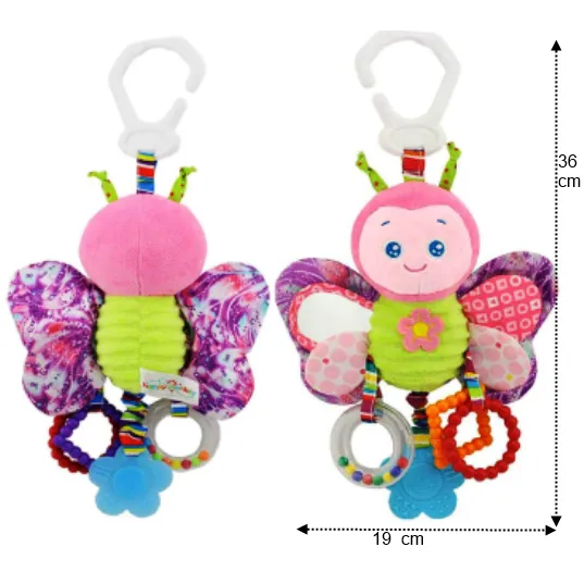 Jucărie senzorială si auditiva din material textil in forma de fluture - imagine 3